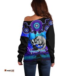 Personalised Australia Gemini Sugar Gilder Zodiac Off Shoulder Sweater Auz Astrology Aboriginal Blue