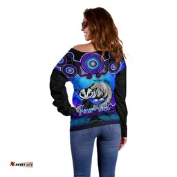 Personalised Australia Gemini Sugar Gilder Zodiac Off Shoulder Sweater Auz Astrology Aboriginal Blue