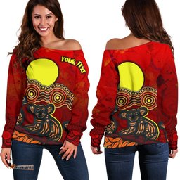Custom Text Aboriginal Off Shoulder Sweater Australian Indigenous Koala