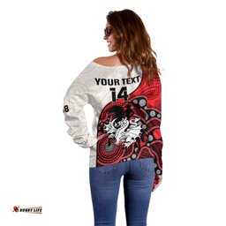 Custom Text And Number Dragons Rugby Off Shoulder Sweater St George Illawarra 1998 Indigenous Art 08