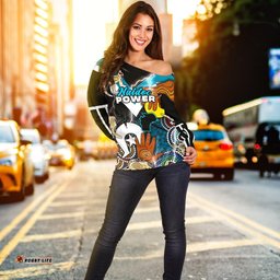Custom Personalised Power Naidoc Week Women's Off Shoulder Sweater Adelaide Special Version Custom Text and Number