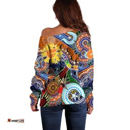 Custom NAIDOC Week 2024 GWS Giants Off Shoulder Sweater Australia Aboriginal Dot Painting