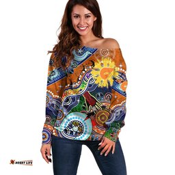 Custom NAIDOC Week 2024 GWS Giants Off Shoulder Sweater Australia Aboriginal Dot Painting