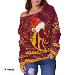 Custom Personalised Broncos Christmas Off Shoulder Sweater Brisbane Indigenous