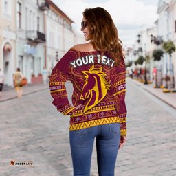 Custom Personalised Broncos Christmas Off Shoulder Sweater Brisbane Indigenous