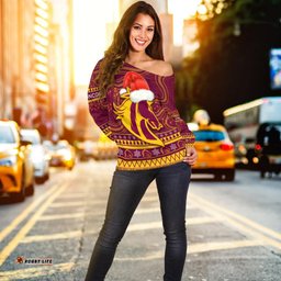 Custom Personalised Broncos Christmas Off Shoulder Sweater Brisbane Indigenous