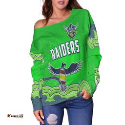 Custom Personalised Raiders Indigenous Off Shoulder Sweater Canberra The Milk Custom Text and Number