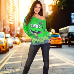 Custom Personalised Raiders Indigenous Off Shoulder Sweater Canberra The Milk Custom Text and Number