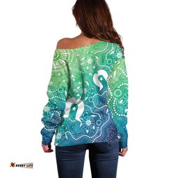 Australia Aboriginal Style Off Shoulder Sweater World Ocean Day