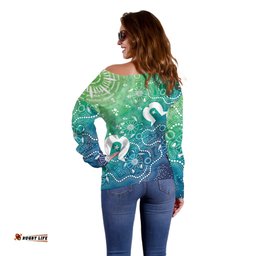 Australia Aboriginal Style Off Shoulder Sweater World Ocean Day
