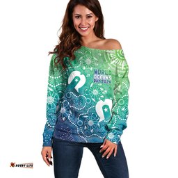 Australia Aboriginal Style Off Shoulder Sweater World Ocean Day