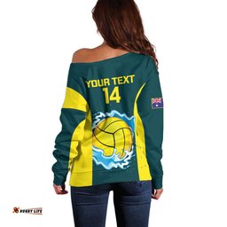 Custom Australia Water Polo 2024 Off Shoulder Sweater Aussie Shark National Color Version