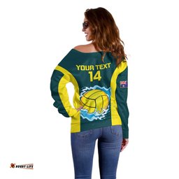 Custom Australia Water Polo 2024 Off Shoulder Sweater Aussie Shark National Color Version