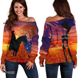 Anzac Day Women's Off Shoulder Sweater Lest We Forget 06