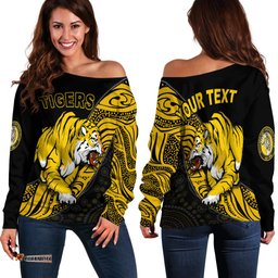 Custom Personalised Boulder City Football Club Off Shoulder Sweater Goldfields Football Indigenous Tigers