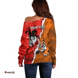 Personalised Dragons And Tigers Rugby Off Shoulder Sweater Sporty Style