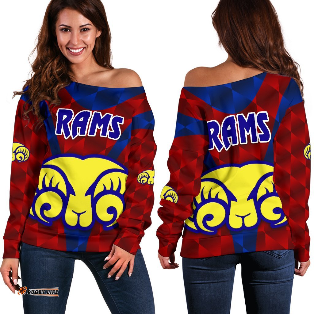 Adelaide Women's Off Shoulder Sweater Rams Merino Original Red