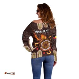 Personalised NAIDOC Week 2024 Off Shoulder Sweater Aussie Map With Aboriginal