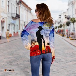 Anzac Women's Off Shoulder Sweater Anzac Lest We Forget The Australian Army