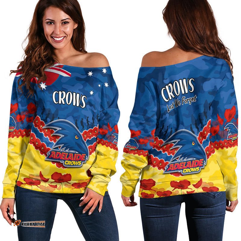 Adelaide Crows Football ANZAC Women Off Shoulder Sweater Lest We Forget