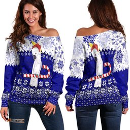 Aboriginal Christmas Cockatoo Off Shoulder Sweater Blue Style