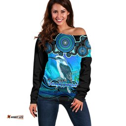 Personalised Australia Sagittarius Kookaburra Zodiac Off Shoulder Sweater Auz Astrology Aboriginal Aqua