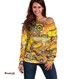 Custom NAIDOC Week 2024 Giants Off Shoulder Sweater Aboriginal Animals Keep The Fire Burning