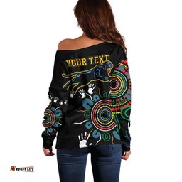 Personalised Panthers Aboriginal Dot Off Shoulder Sweater Go the Mighty Panthers
