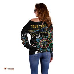 Personalised Panthers Aboriginal Dot Off Shoulder Sweater Go the Mighty Panthers
