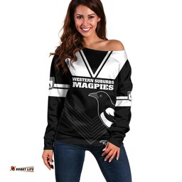 Western Suburbs Magpies Rugby Off Shoulder Sweater Simple Style