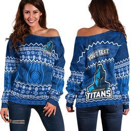 Custom Personalised Titans Aboriginal Gold Coast Christmas Vibe Women Off Shoulder Sweater