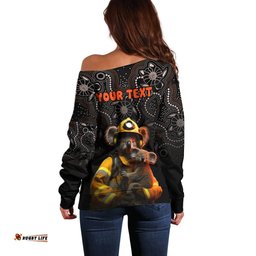 Personalised Paws For Australia Off Shoulder Sweater Bushfire Awareness Indigenous Aboriginal