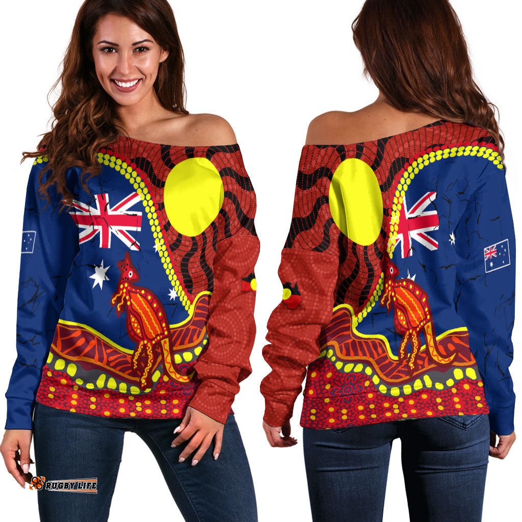 Australia Day Indigenous Art Women Off Shoulder Sweater