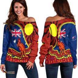 Australia Day Indigenous Art Women Off Shoulder Sweater