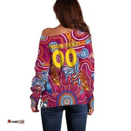 Personalised Crows NAIDOC Week 2024 Off Shoulder Sweater Aussie Aboriginal Art