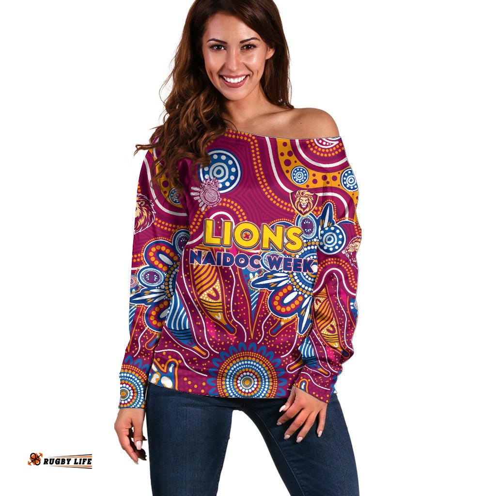 Personalised Crows NAIDOC Week 2024 Off Shoulder Sweater Aussie Aboriginal Art