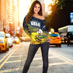 Custom Personalised Eels Rugby NAIDOC Week Women's Off Shoulder Sweater Aboriginal Power Style