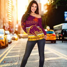 Brisbane Broncos Women's Off Shoulder Sweater Anzac Day Simple Style Maroon