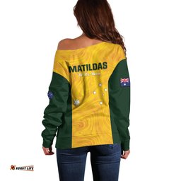 Australia Soccer Off Shoulder Sweater Foord Matildas Gold Marble