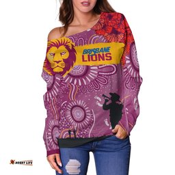 Custom Personalised Brisbane Lions Indigenous Anzac Day Off Shoulder Sweater We Will Remember