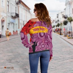 Custom Personalised Brisbane Lions Indigenous Anzac Day Off Shoulder Sweater We Will Remember