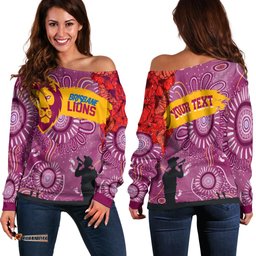 Custom Personalised Brisbane Lions Indigenous Anzac Day Off Shoulder Sweater We Will Remember