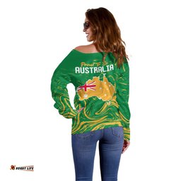 Proud To Be Australia Day Off Shoulder Sweater Kangaroo with National Color