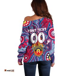 Personalised NAIDOC Week 2024 Western Bulldogs Off Shoulder Sweater Australian Aboriginal Hand Painting