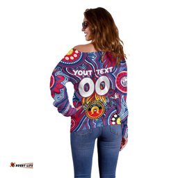 Personalised NAIDOC Week 2024 Western Bulldogs Off Shoulder Sweater Australian Aboriginal Hand Painting