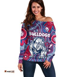 Personalised NAIDOC Week 2024 Western Bulldogs Off Shoulder Sweater Australian Aboriginal Hand Painting