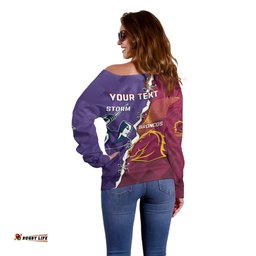 Personalised Broncos And Storm Rugby Off Shoulder Sweater Sporty Version