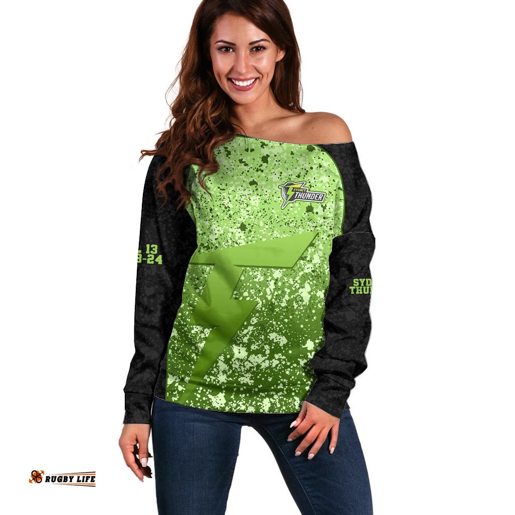 Sydney Thunder Custom Off Shoulder Sweater BBL Cricket Team 2024