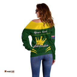 Personalised 12 June Australia King Birthday Off Shoulder Sweater Aboriginal National Color