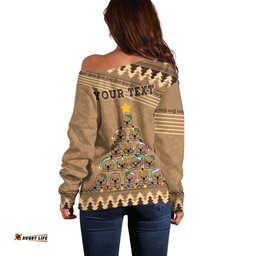 Personalised Wombat Christmas Tree Off Shoulder Sweater Australia Merry Xmas Simple Style